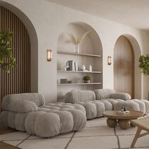 Puente Interior Rectangular Marble with Brass Highlight Wall Light - PUENTE1