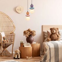 Tocado Interior Sandblasted Opal Diffuser Glass with Ceramic Bead Pendant Blue / Violet - TOCADO3