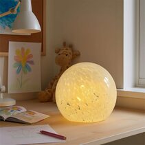 Lyra Glass Ball Table Lamp White Speckle - LL-27-0077W