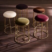Aiden Gold Steel Kitchen Stool Range Moss Velvet - 34172