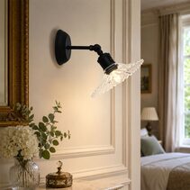 Croydon Clear Pleated Glass Wall Light Clear / Black - OL69441BK/CL
