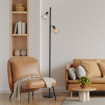 Alma Smoked Glass Twin Floor Lamp Black - SL98763BK