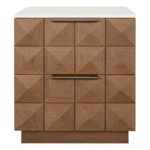 Benedict Walnut Bedside Table White Marble - B34069