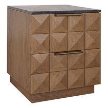 Benedict Walnut Bedside Table Black Marble - B34072