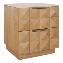 Benedict Natural Oak Bedside Table Travertine - B34083