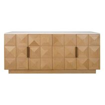 Benedict Natural Oak Buffet White Marble - B34097