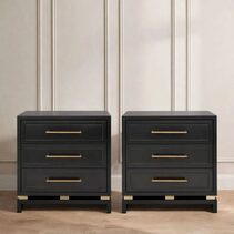 Pearl Large Black Bedside Table Set of 2 - Z32255