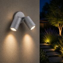 Fremantle 2 x 5W CCT 240V GU10 LED Double Adjustable Wall Light Silver Grey - 206153