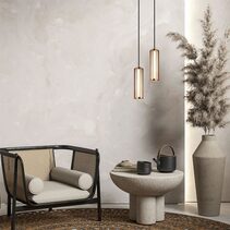 Interior LED Tri-CCT Glass With Curve Cylinder Pendant Coffee - FRECCIA1