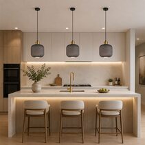 Interior Translucent Glass Shade With Brass Highlight Pendant Smokey Black - GOMITAS3