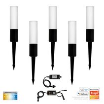 Akril Aluminium CCT LED Garden Spike 5 Light Kit Black - HV1449CCT-BLK-KIT
