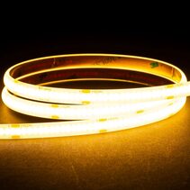 9.6W IP54 24V DC 3000K 320 LED COB Dotless 10 Metre LED Strip / Warm White - HV9761-IP54-320-3K-10M