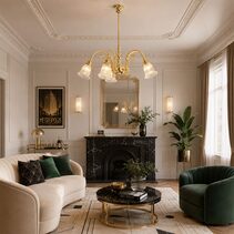 Victoriana 5 Light Pendant Polished Brass with Zipper 23 Clear Shades - LOI3001281A