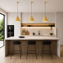Interior Iron Shade With Frosted Diffuser Pendant Mustard Yellow - KONUS1