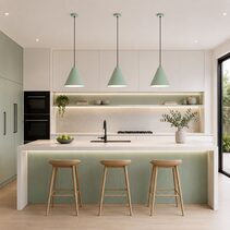 Interior Iron Shade With Frosted Diffuser Pendant Matte Green - KONUS2