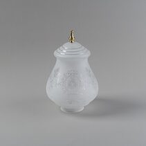 Cambridge Large Frost Etched Glass Shade 4 1/4" Fitter With Finial Polished Brass - LOI3090020A