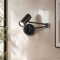 Beatrice Swing Arm Wall Lamp With Charging Ports Black - LL002WL027B