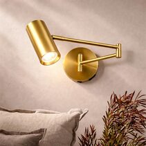 Beatrice Swing Arm Wall Lamp With Charging Ports Brass - LL002WL027BR