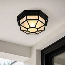 Alaya Outdoor Mounted Ceiling Light Matt Black - LLOL047B