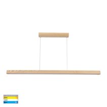 Madeira 28W CCT 240V LED Up & Down 1800mm Pendant Oak Timber - HV6020T-OAK