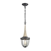 Industrial Caged Wood Pendant Weathered Charcoal - Pendolo1