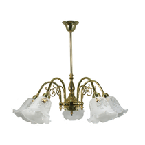 Victoriana 5 Light Brass Pendant With 5008 Frost Etched Glass - 3000324