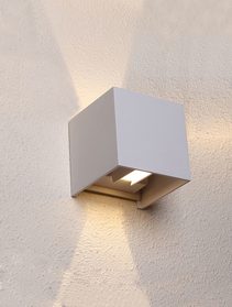 Cube 6.8W LED Exterior Up/Down Wall Light Sand White - Toca2
