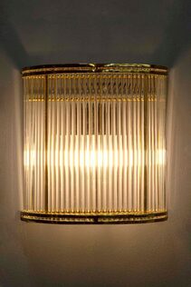 Verre 1 Light Wall Lamp Half Round Glass Brass - ELJE13652B
