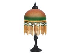 Victorian 8" Beaded Table Lamp Amber Green - TL-308/AG