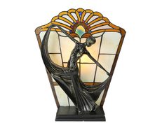 Art Deco Leadlight Table Lamp Amber - TL-866/1402A