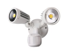 Fortress II 30W LED Double Exterior Security Light With PIR Sensor White / Tri-Colour - MLXF3452WS
