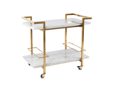 Franklin White Marble Drinks Trolley Gold - 31733