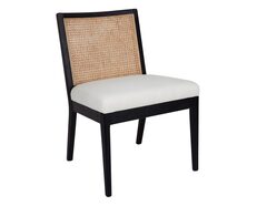 Kane Rattan Black Dining Chair White Linen - 32479