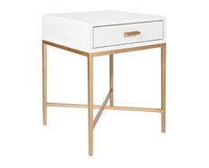 Nessa White Bedside Table Gold - 32444