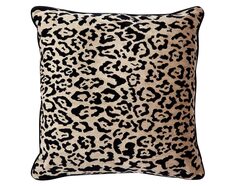 Serene Square Feather Cushion Leopard Chenille With Black Velvet - 52716