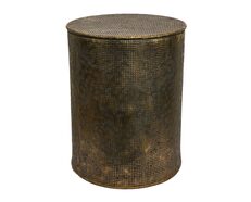 Nada Drum Side Table Antique Brass - FUR1079