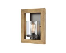 Timber Wall Light Warm Chestnut Wood Frame Clear Glass - METI03W