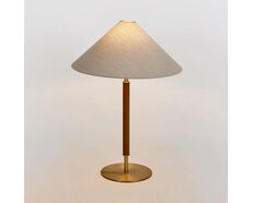 Huntley Leather & Antique Brass Table Lamp With Shade - ELUH230904