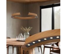 Lucid Round 34W LED Touch Dimmable Pendant Wood / Tri-Colour - LUCID PE065-WD
