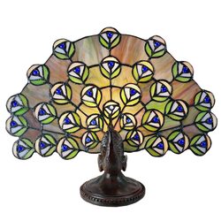 Peacock Tiffany Table Lamp Blue Turquoise - TL-QN2816