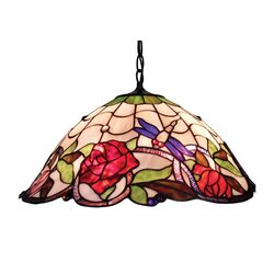 Rose & Dragonfly Tiffany Pendant - HL-20809-3CD