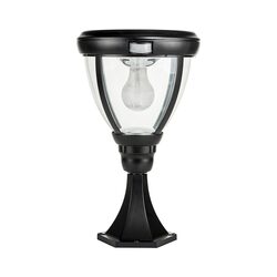 Traditional Pillar Mount LED Light With Motion Sensor Black - SLDPIL0007A-6.2W-PIR