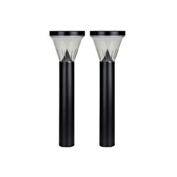 Round 2 Pack Solar LED Bollard Black / Warm White - SLDBL0026B-1W-WW