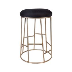 Aiden Gold Steel Kitchen Stool Black Linen - 32202