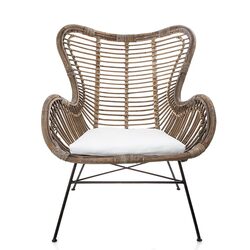 Barcelona Rattan Wing Back Armchair With Cushion Natural - FUR172