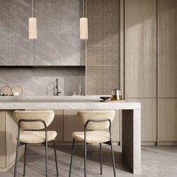 Sagitta Interior Oblong Beige Travertine with Brass Highlight Pendant - SAGITTA1
