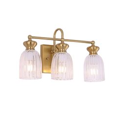 Sino Interior Ellipse Triple Clear Glass Shade Wall Light Brass - SINO-W4