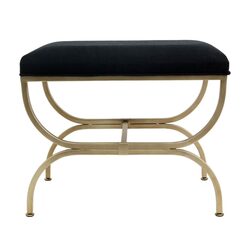 Novak Antique Gold Iron Stool Black Linen - 34157