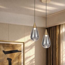 Atico 1 Light LED Pendant Antique Gold / Smoke - ATICO PE1-AGSM