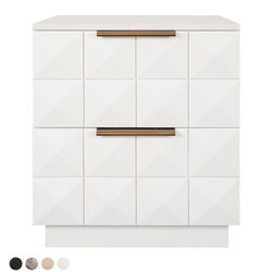 Benedict White Oak Bedside Table Range White Marble - B34077